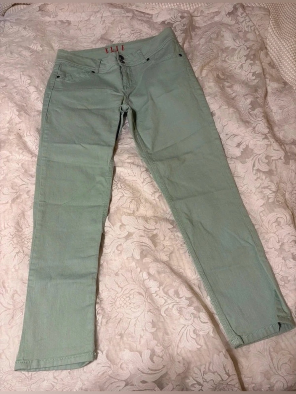 ELLE Mint Green Straight-Leg Jeans